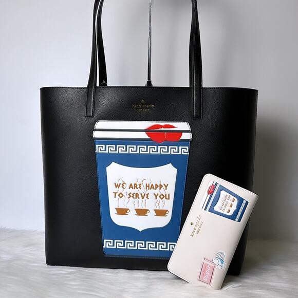 NWT Kate Spade Collectable Bundle Coffee Break Tote Shoulder and Wallet Set - Picture 1 of 11